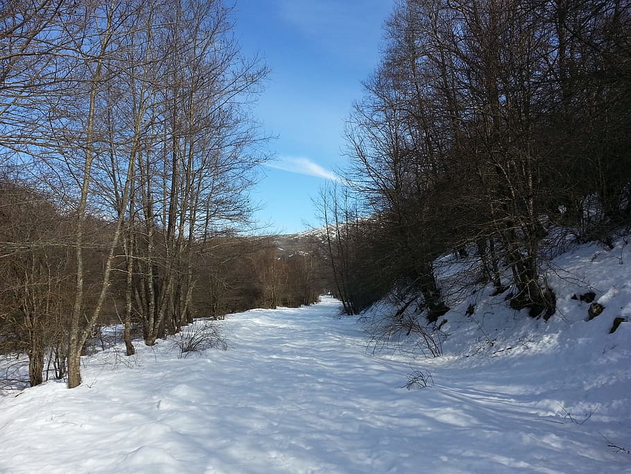 snow, mountain, the snow, walk, snowy mountain, sky, winter HD wallpaper