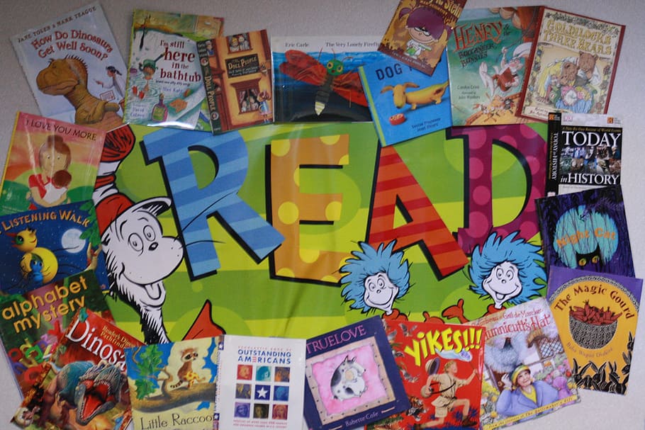 library, reading week, bulletin board, multi colored, creativity HD wallpaper