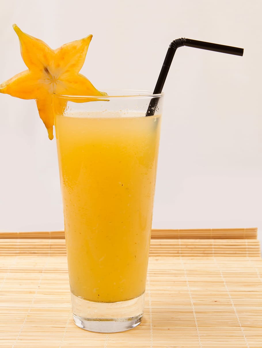 Starfruit, Juice, Juicy, fresh, healthy, yellow, drinking glass, HD wallpaper