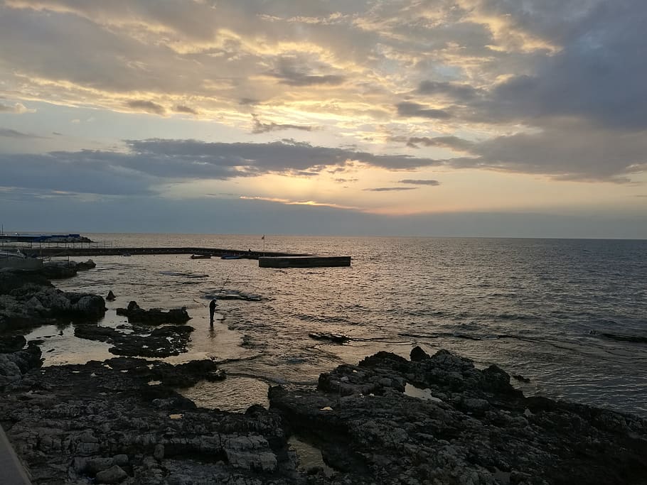 water, sea, seashore, sunset, beach, cloud, sky, cloud - sky HD wallpaper