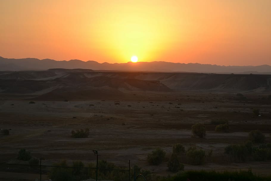 Sunset, Landscape, Mountains, Egypt, desert, horizon, nature HD wallpaper
