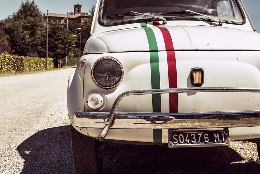 white car parked, bumper, chrome, tuscany, style, italian, italy HD wallpaper