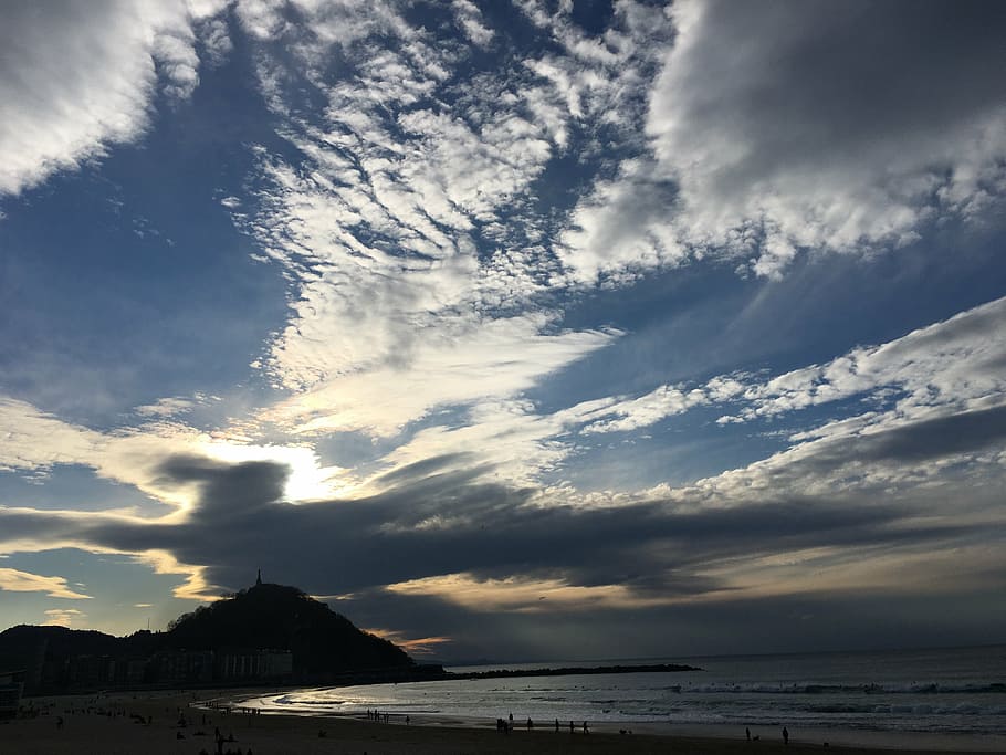 donostia, euskadi, landscape, sky, clouds, zurriola, nature HD wallpaper