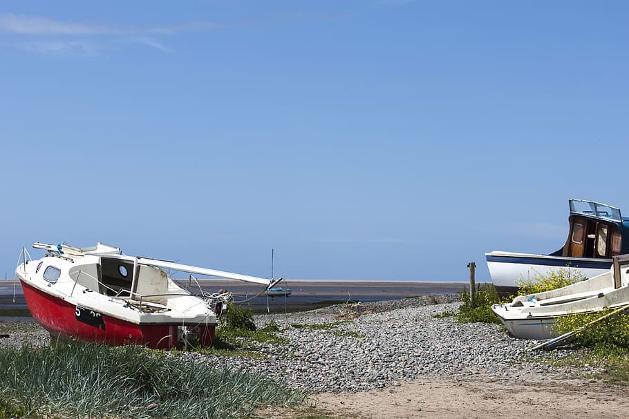 abandoned, boat, coast, nautical Vessel, sea, beach, coastline HD wallpaper