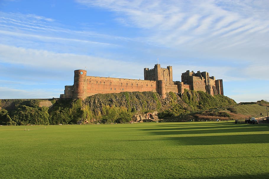 bamburgh castle, northumberland, ancient monument, sky, the past, HD wallpaper
