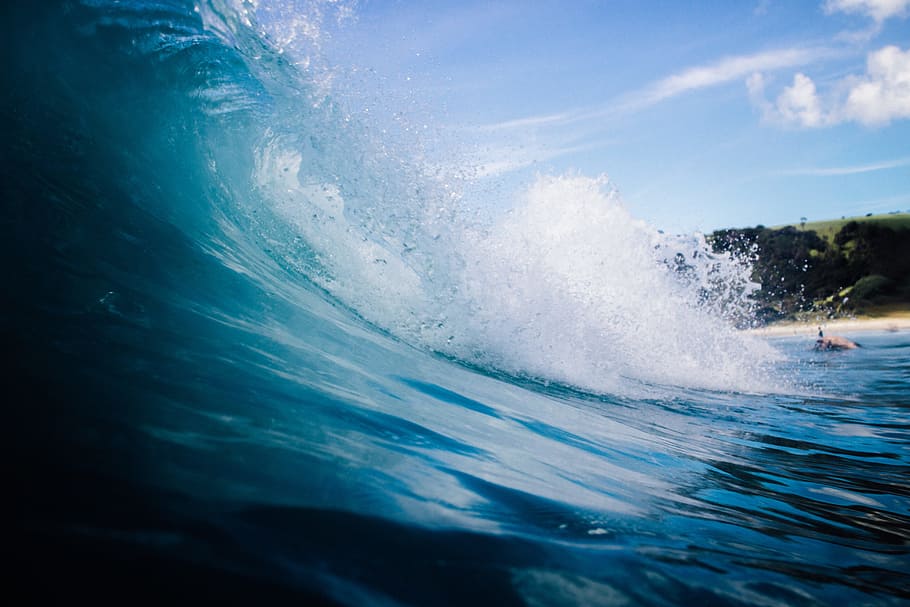 sea, ocean, water, waves, nature, sky, clouds, motion, power in nature HD wallpaper