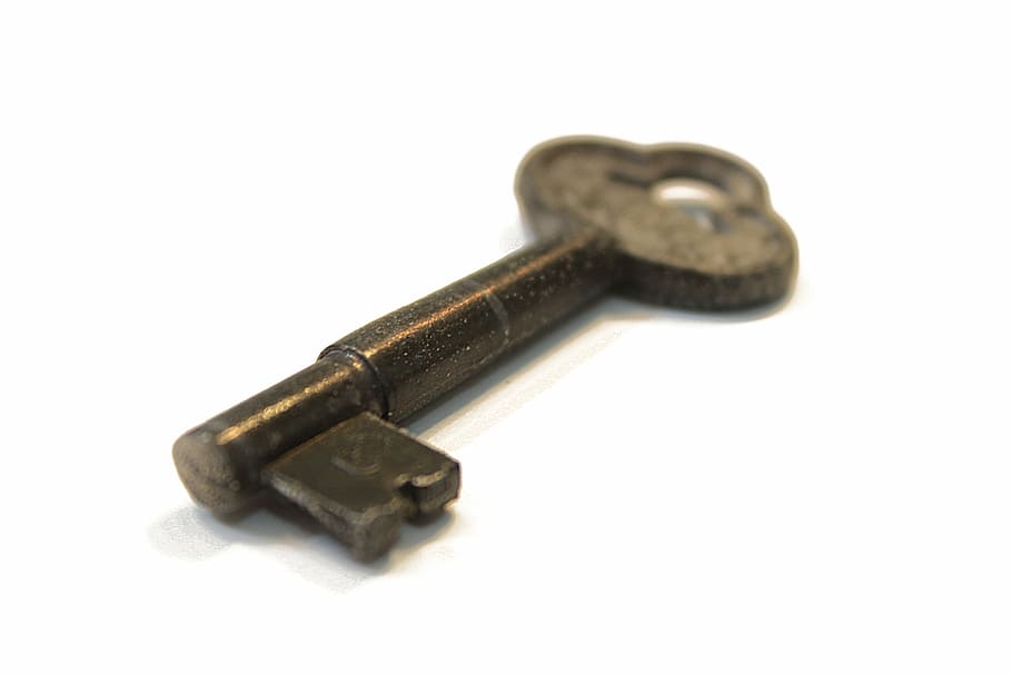 key, former, vintage, old, rusty, metal, isolated, white background HD wallpaper