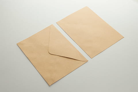 two brown envelopes on white panel, mail, letter, message, send HD wallpaper