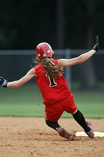 Softball, Player, Sliding, Base, Game, competition, athlete HD wallpaper