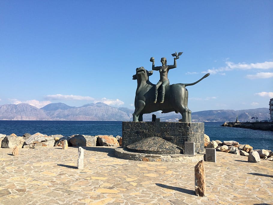 summer holiday, crete, statue, greece, antiquity, zeus, europe, HD wallpaper