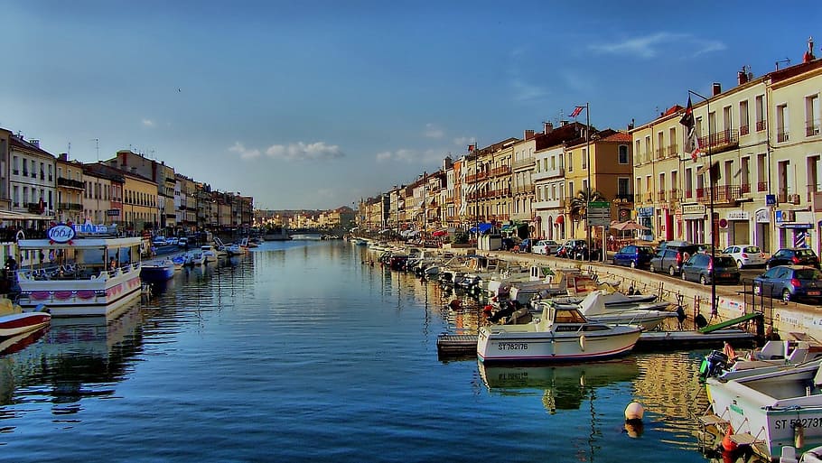 Sete, France, Channel, Boats, architecture, haven, city, water, HD wallpaper