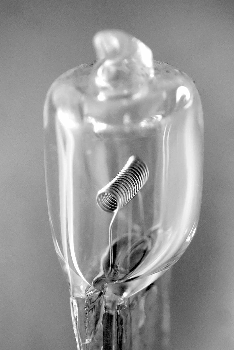 Bulb, Lamp, Close-Up, Halogen, Light, detail, black, white HD wallpaper
