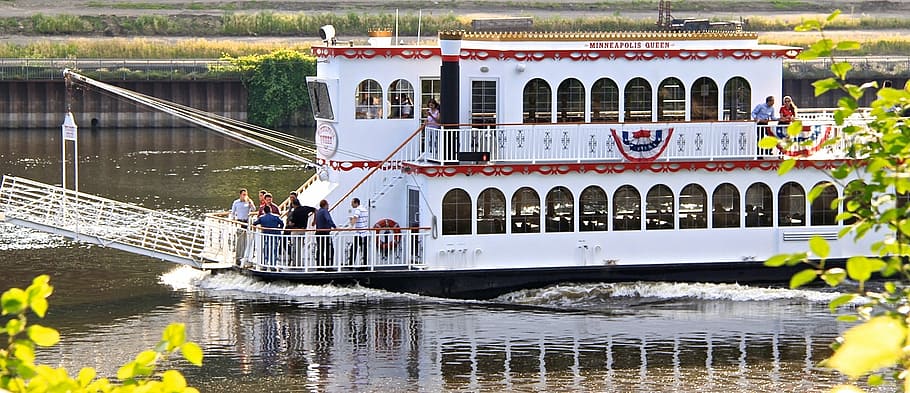 white ship, riverboat, nautical, sightseeing, minneapolis, minnesota, HD wallpaper