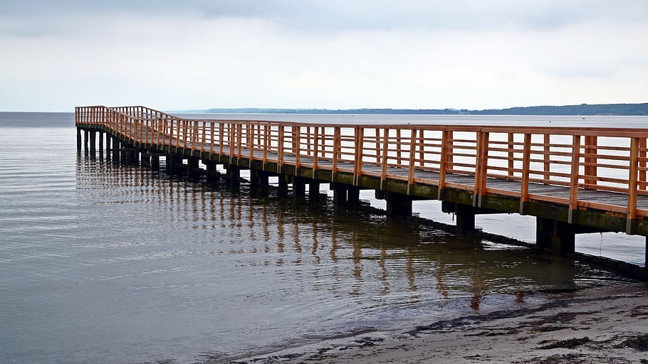 web, water, view, boardwalk, waters, sea, coast, sky, environment HD wallpaper