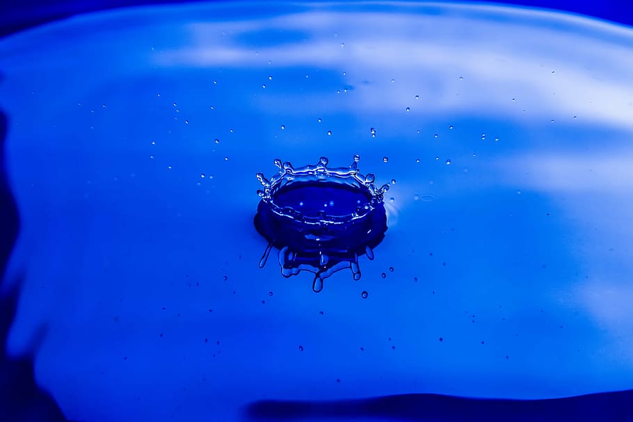 water, drop, still, splash, blue, liquid, droplet, wave, fluid HD wallpaper