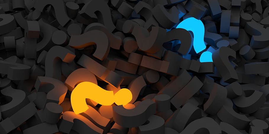 two glowing question marks, Pile, Question, Mark, stack, symbol, HD wallpaper