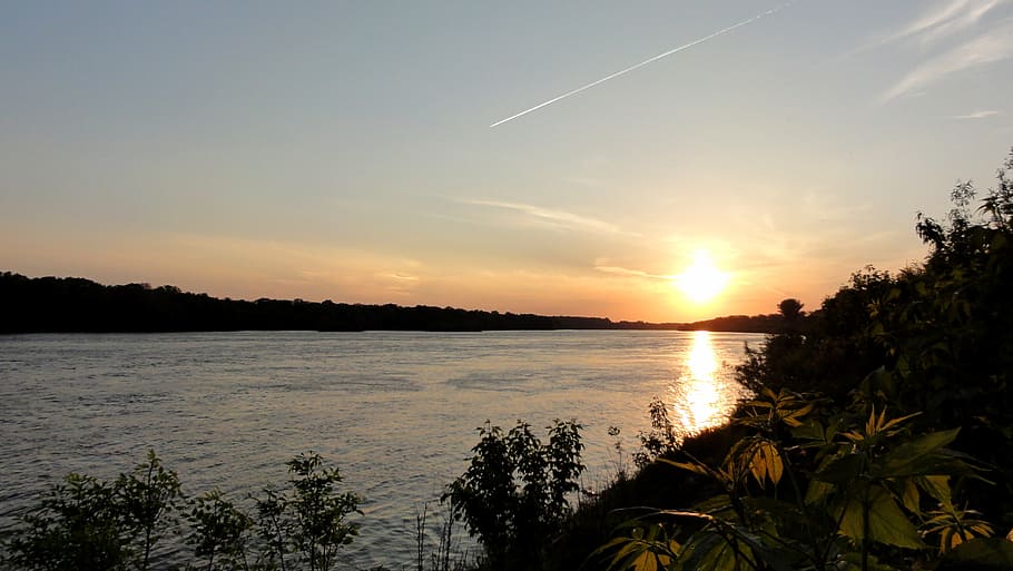 wisla, view, the sun, water, river, poland, sunny, west, landscape HD wallpaper