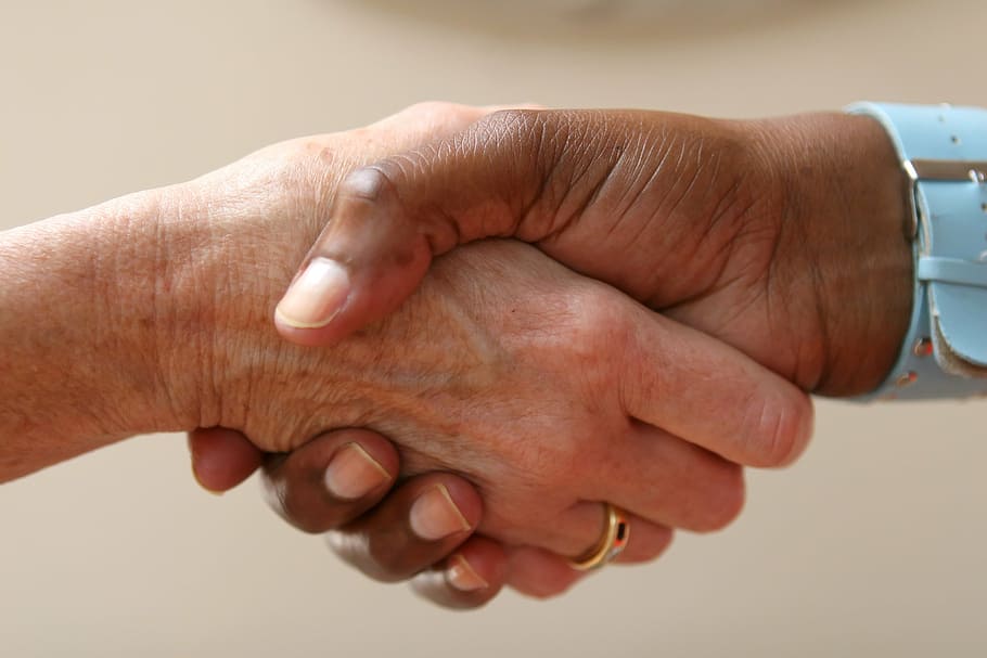 two person shaking hands, agree, agreement, asian, black, business