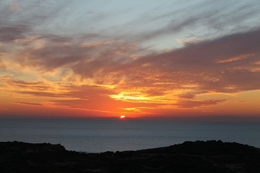 sunset, sky, evening, sea, cloud - sky, water, beauty in nature HD wallpaper