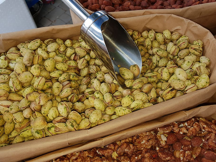 background, pistachios, goodies, food and drink, freshness HD wallpaper