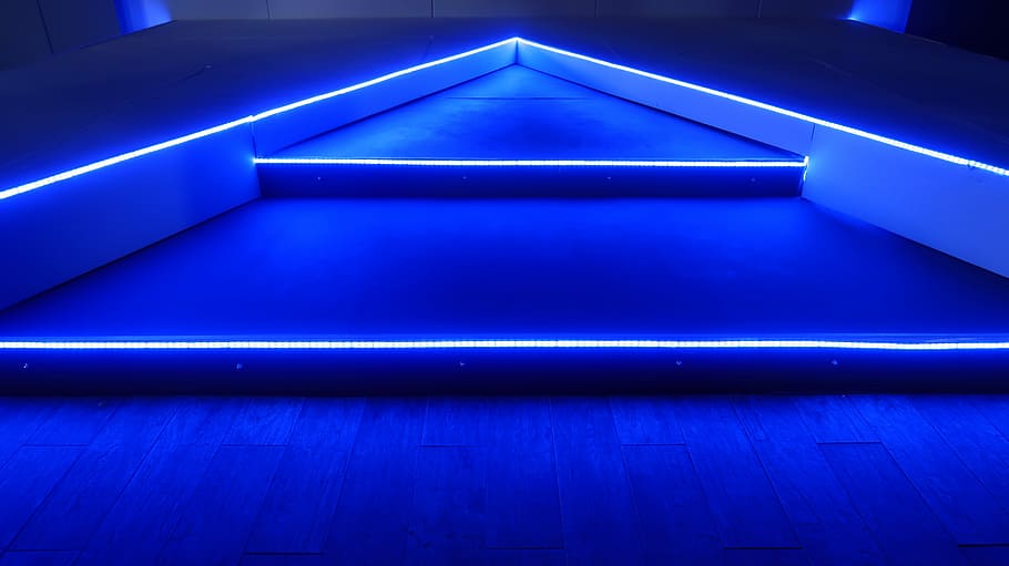 blue led strip, blue neon lights, abstract, no people, illuminated, HD wallpaper