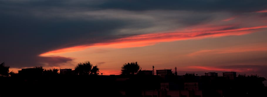 sunset, sky, red sky, nature, landscape, evening, orange, cloud HD wallpaper