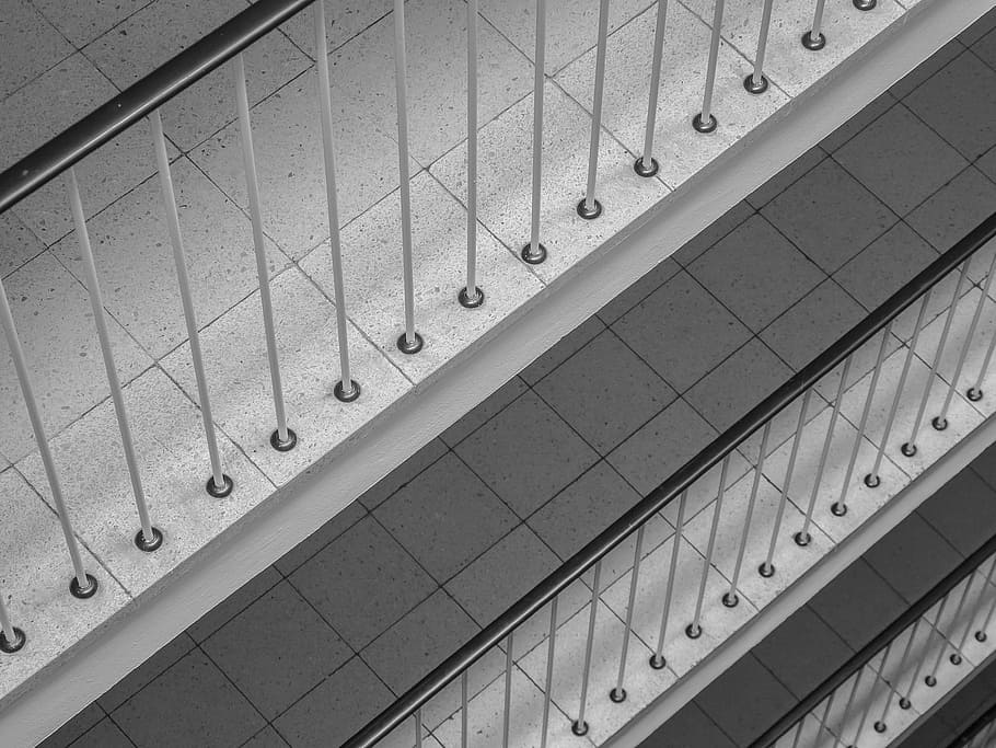 stairs, floor, railing, architecture, high, floors, smooth HD wallpaper
