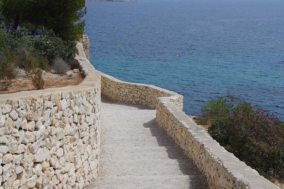ladder, sea, cala, water, scenics - nature, tranquility, beauty in nature HD wallpaper
