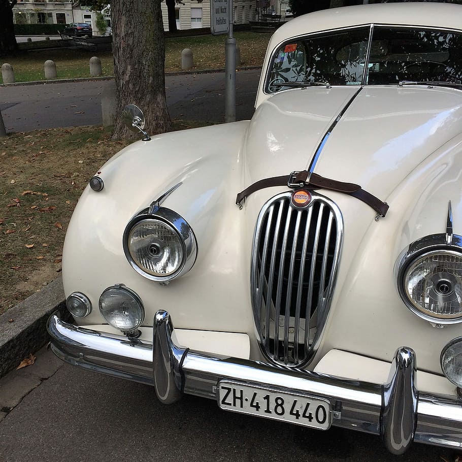 Auto, Retro, Jaguar, White, Oldtimer, automotive, classic, nostalgia HD wallpaper