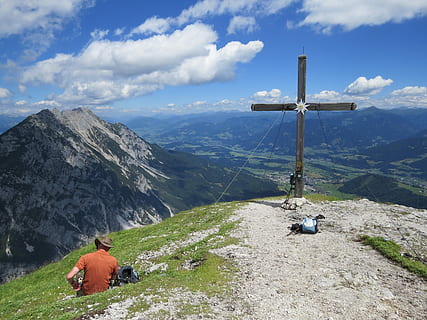stoderzinken, cross, mountains, view, blue sky, summer, body kits HD wallpaper