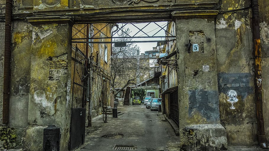 yard, wall, odessa, gate, machine, architecture, built structure HD wallpaper