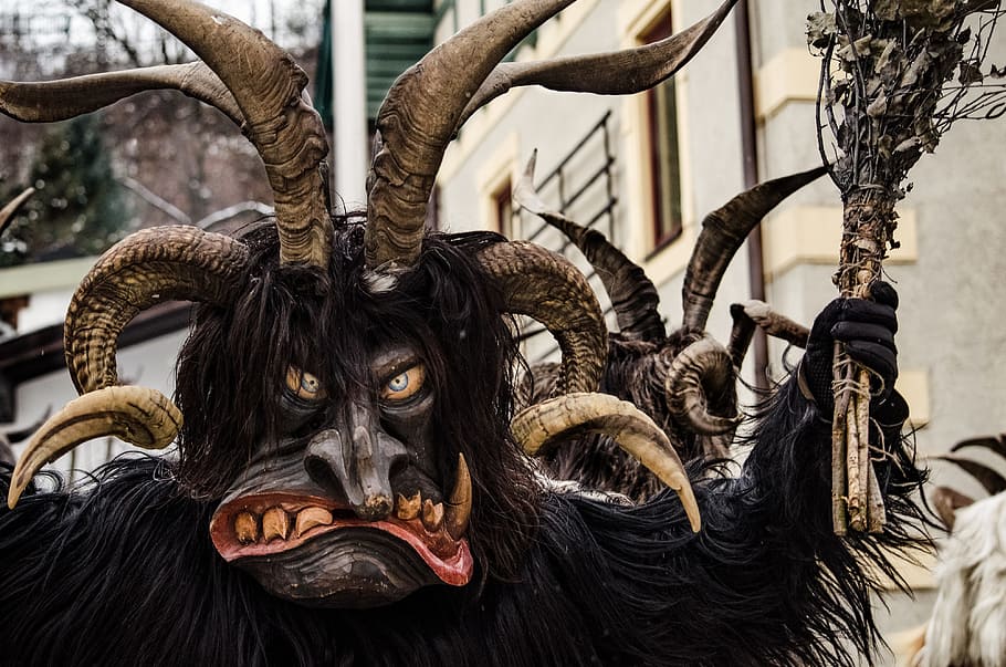pacer, schiachpercht, perchten procession, customs, mask, wooden mask HD wallpaper