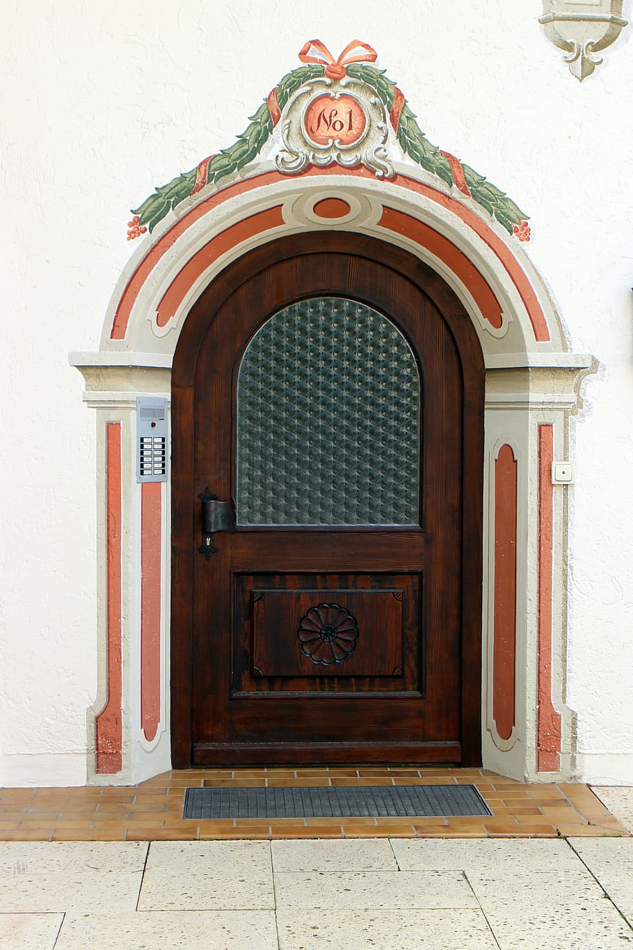 mural, ornament, facade, input, front door, house entrance HD wallpaper