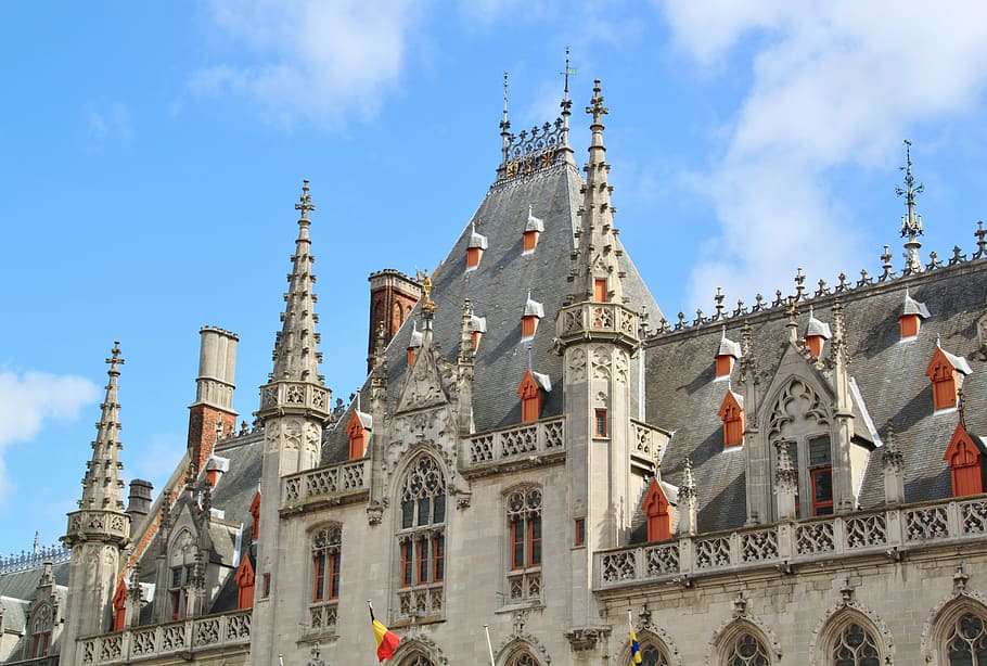building, roof, window, facade, tile, bruges, old town, belgium HD wallpaper