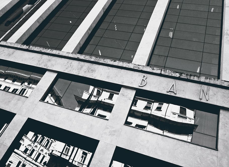 building, bank, reflection, windows, urban, italy, built structure HD wallpaper