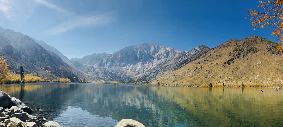 lake, fall, nature, landscape, autumn, outdoor, yellow, mountain HD wallpaper