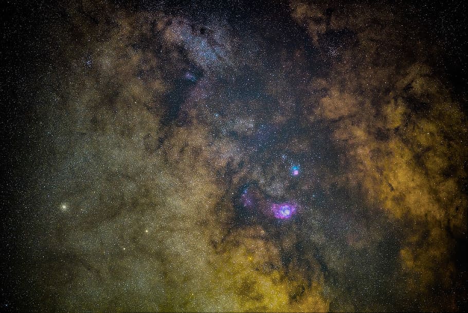 galaxy painting, brown and black textile, night, space, star HD wallpaper