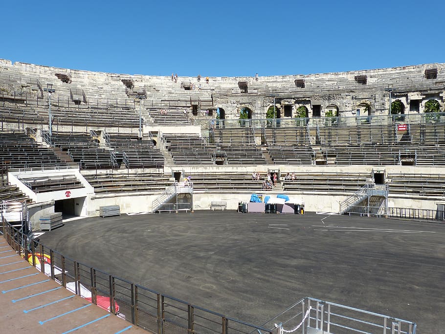 nimes, france, south of france, arena, roman, antiquity, architecture, HD wallpaper
