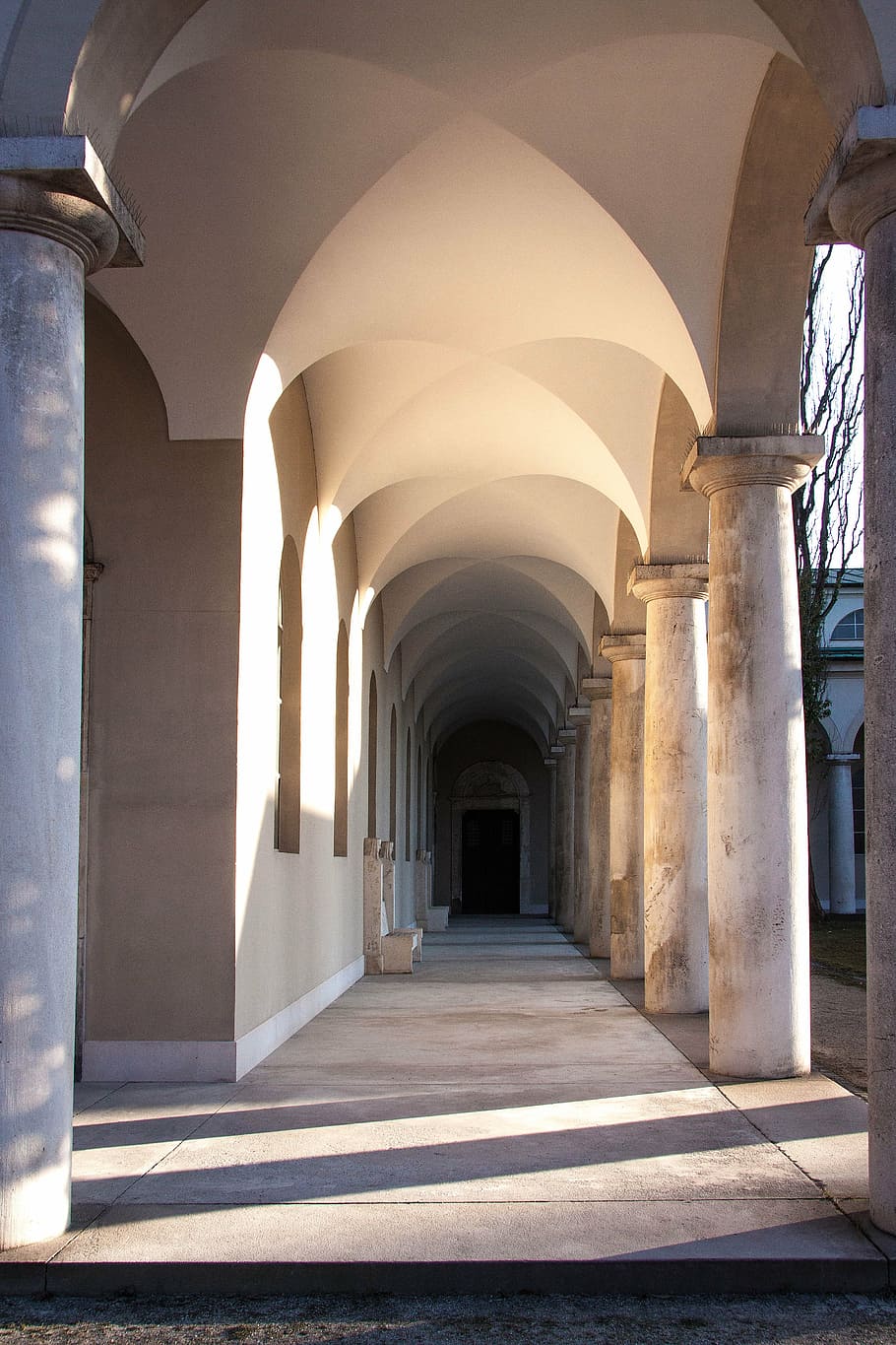 arcade, dorian mode, architecture, columnar, building, construction art HD wallpaper