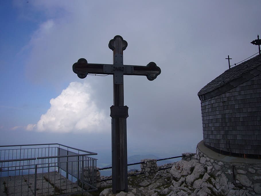 Cross, Clouds, sky, religion, crucifix, prison, cloud - sky HD wallpaper