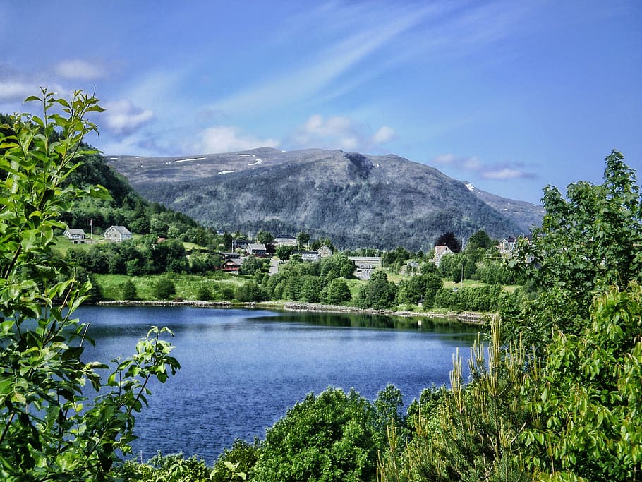 Norway, Mountains, Forest, Trees, Woods, sky, clouds, landscape HD wallpaper