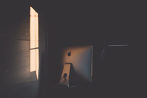 dark, room, office, apple, computer, gadget, electronic, modern HD wallpaper