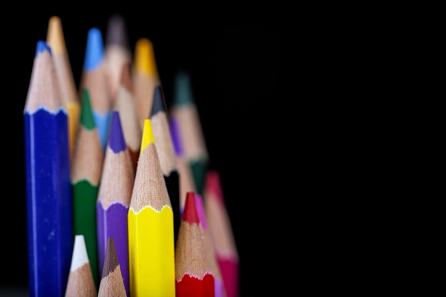 assorted-color color pencils, macro, take notes, course, to write HD wallpaper