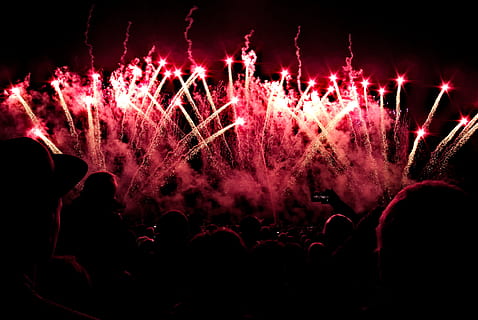 Fireworks Explosion, celebration, crowd, dark, firecrackers, night HD wallpaper