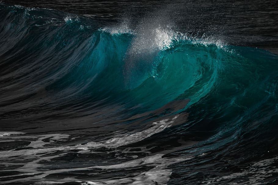 closeup photo of water waves, surf, ocean, sea, spray, wind HD wallpaper