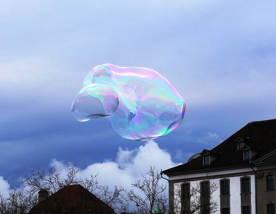 soap bubble, sky, cloud, weightless, blow, float, airy, ease HD wallpaper