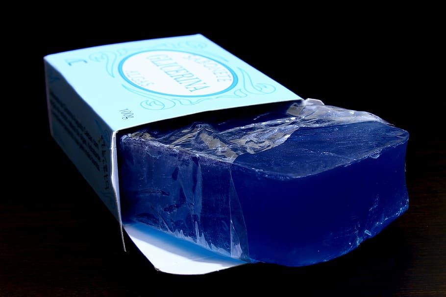 blue soap with box, glycerin, cleaning, hygiene, personal hygiene