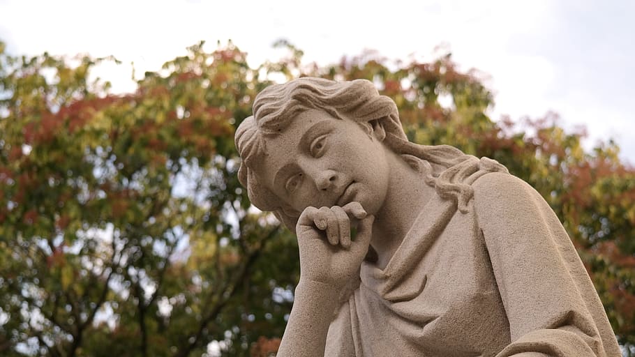 cemetery, statue, grave, stone, sculpture, graveyard, monument HD wallpaper
