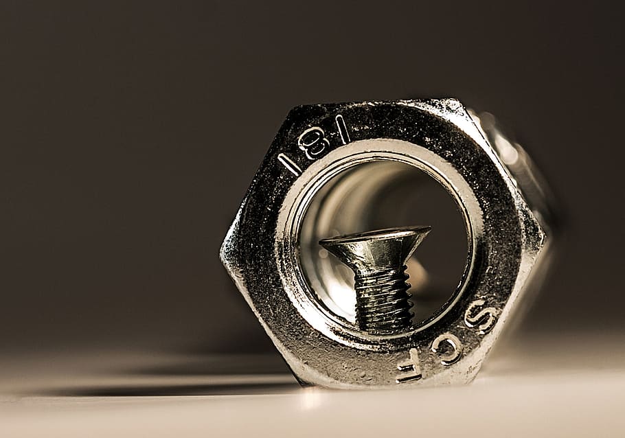 Nut, Iron, Macro, Reflections, Metal, allen, fixing, hexagon nut HD wallpaper