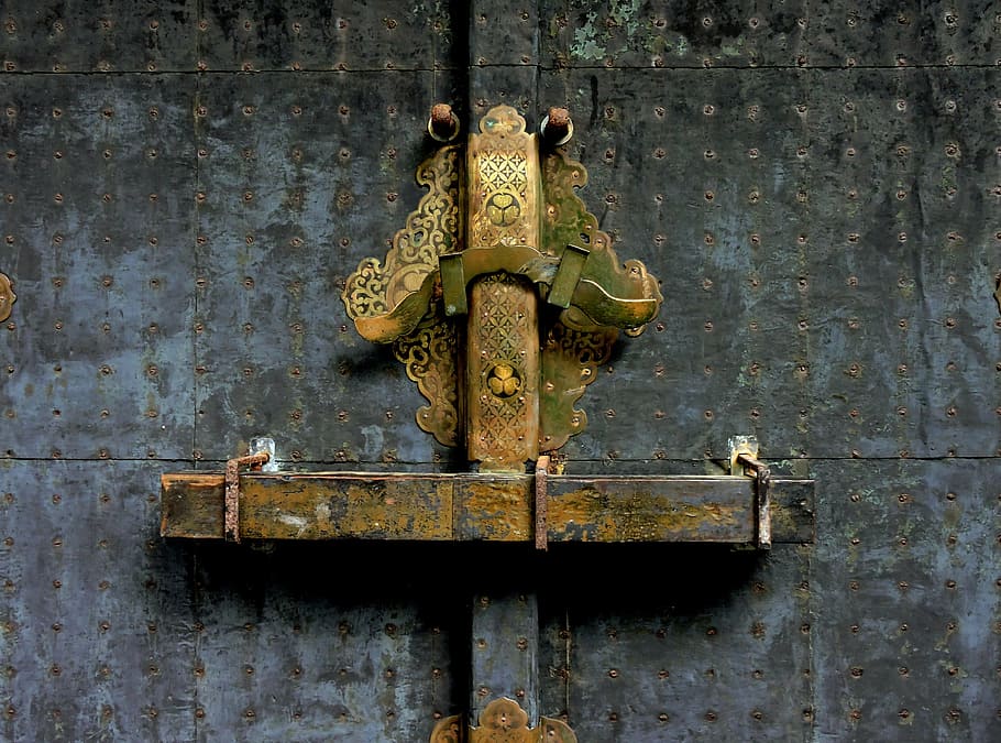 doors, lock, latch, old, secure, privacy, design, elegant, asian HD wallpaper